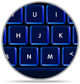 Neon blue keyboard